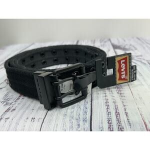 NWT Levi's Men's Black Reversible Canvas Matte Buckle Work Belt Size XL (42–44)